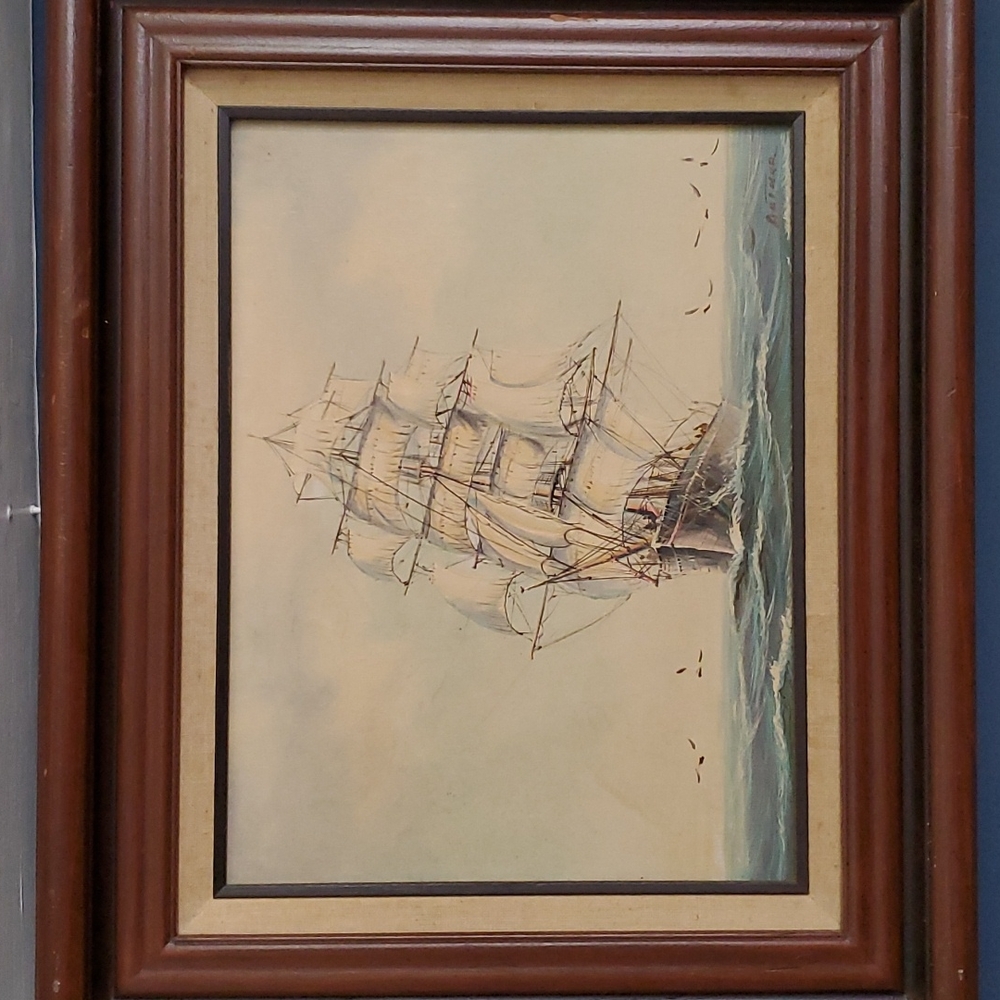 Vintage Nautical Oil painting on canvas